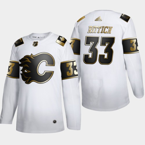 Calgary Calgary Flames #33 David Rittich Men's Adidas White Golden Edition Limited Stitched Jersey Men's