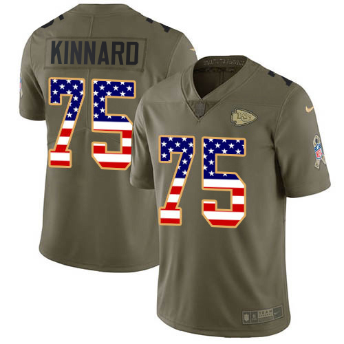 Chiefs #75 Darian Kinnard Olive/USA Flag Youth Stitched Limited 2017 Salute To Service Jersey