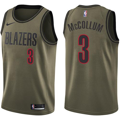 Portland Trail Blazers #3 C.J. McCollum Green Salute to Service Youth Swingman Jersey Youth