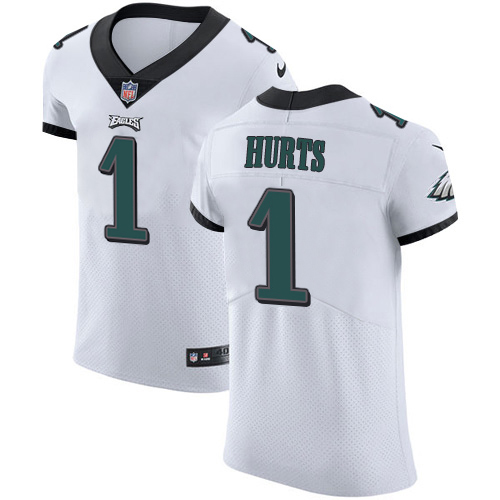 Eagles #1 Jalen Hurts White Men's Stitched New Elite Jersey