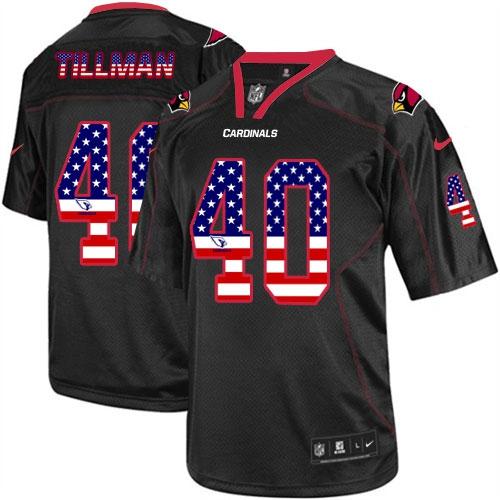 Cardinals #40 Pat Tillman Black Men's Stitched Elite USA Flag Fashion Jersey