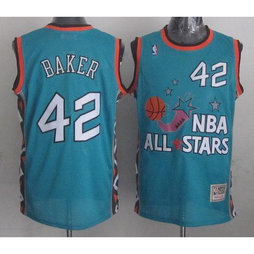 Mitchell And Ness Milwaukee Bucks #42 Vin Baker Light Blue 1996 All-Star Stitched Jersey Mens