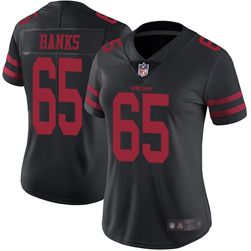San Francisco 49ers #65 Aaron Banks Black Alternate Women's Stitched Vapor Untouchable Limited Jersey Womens