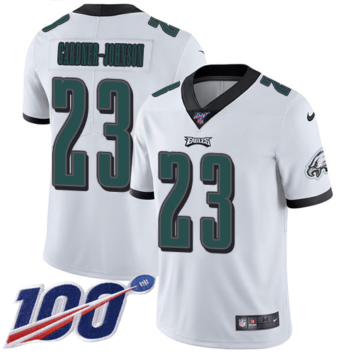 Eagles #23 C.J. Gardner-Johnson White Youth Stitched 100th Season Vapor Untouchable Limited Jersey