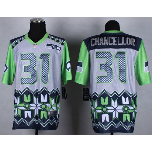 Seattle Seahawks #31 Kam Chancellor Grey Men's Stitched Elite Noble Fashion Jersey Men's