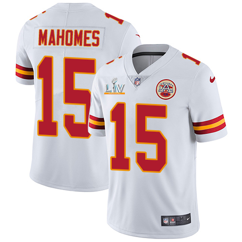 Chiefs #15 Patrick Mahomes White Men's Super Bowl LV Bound Stitched Vapor Untouchable Limited Jersey