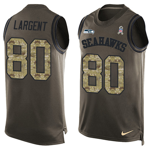 Seahawks #80 Steve Largent Green Men's Stitched Limited Salute To Service Tank Top Jersey