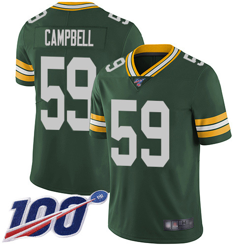 Green Bay Packers #59 De'Vondre Campbell Green Team Color Men's Stitched 100th Season Vapor Untouchable Limited Jersey Men's