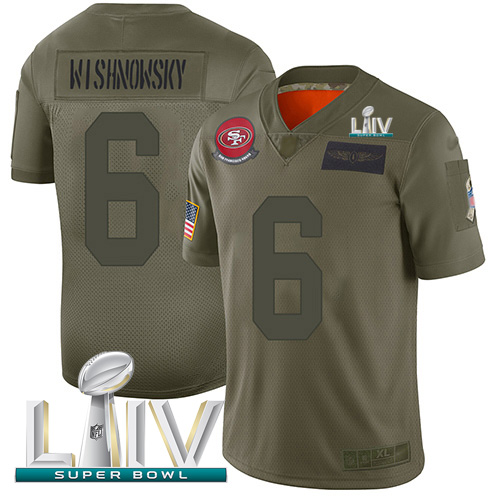 San Francisco 49ers #6 Mitch Wishnowsky Camo Super Bowl LIV 2020 Youth Stitched Limited 2019 Salute To Service Jersey Youth