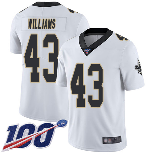 New Orleans Saints #43 Marcus Williams White Men's Stitched 100th Season Vapor Limited Jersey Men's