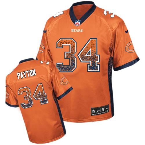 Bears #34 Walter Payton Orange Alternate Youth Stitched Elite Drift Fashion Jersey