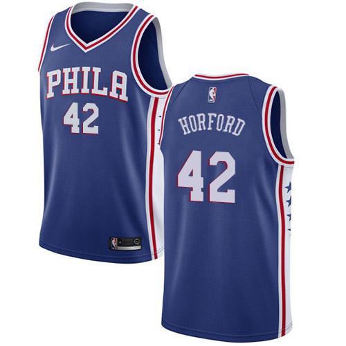 Philadelphia 76ers #42 Al Horford Blue Swingman Icon Edition Jersey Mens