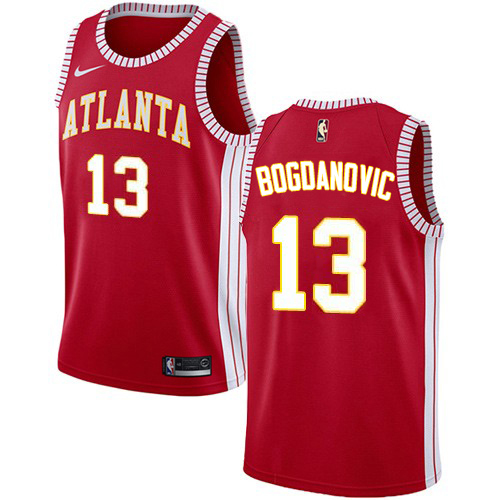 Atlanta Hawks #13 Bogdan Bogdanovic Red Womens Swingman Statement Edition Jersey Womens