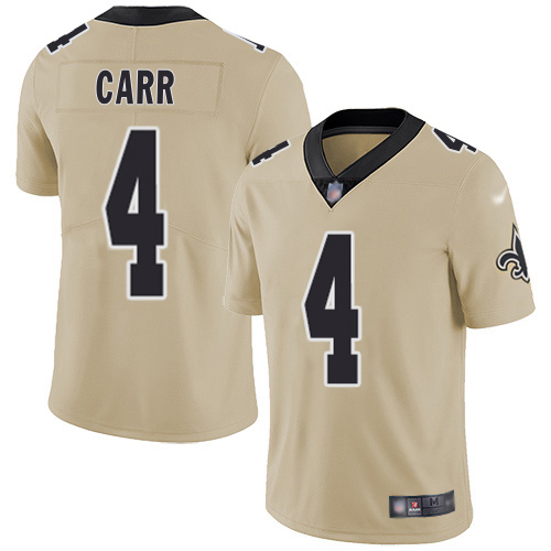 Saints #4 Derek Carr Gold Men's Stitched Limited Inverted Legend Jersey