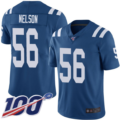 Colts #56 Quenton Nelson Royal Blue Team Color Men's Stitched 100th Season Vapor Limited Jersey