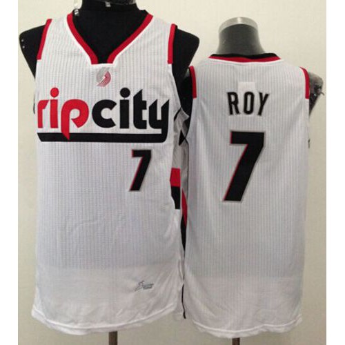 Portland Trail Blazers #7 Brandon Roy White Throwback Stitched Jersey Mens
