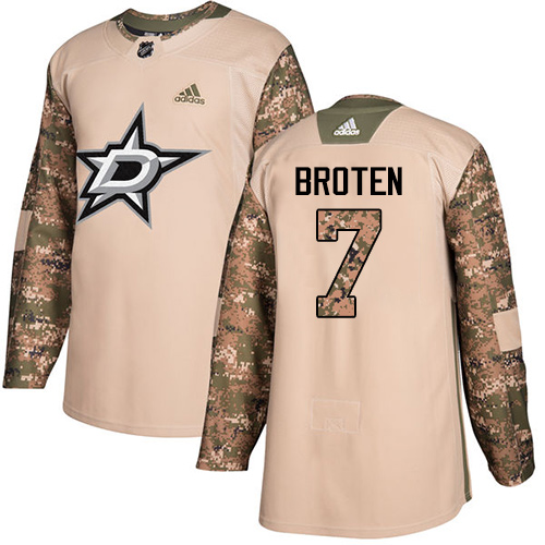 Adidas Dallas Stars #7 Neal Broten Camo Authentic 2017 Veterans Day Stitched Jersey Men's