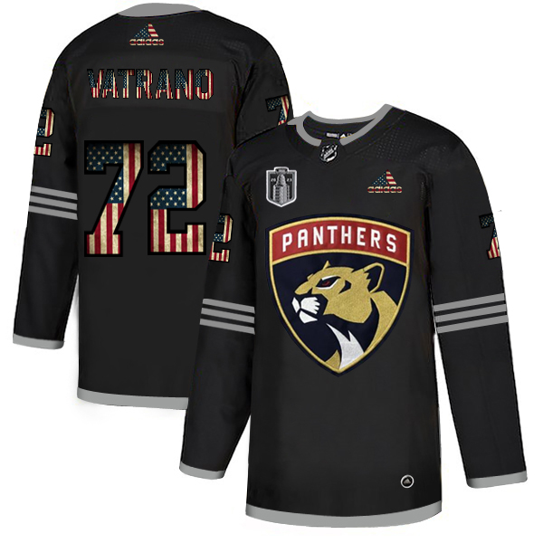 Florida Panthers #72 Sergei Bobrovsky Adidas Men's Black 2023 Stanley Cup Final Patch USA Flag Limited Jersey