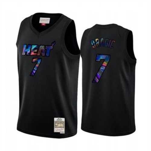 Miami Heat #7 Goran Dragic Mens Iridescent Holographic Collection Jersey - Black Mens