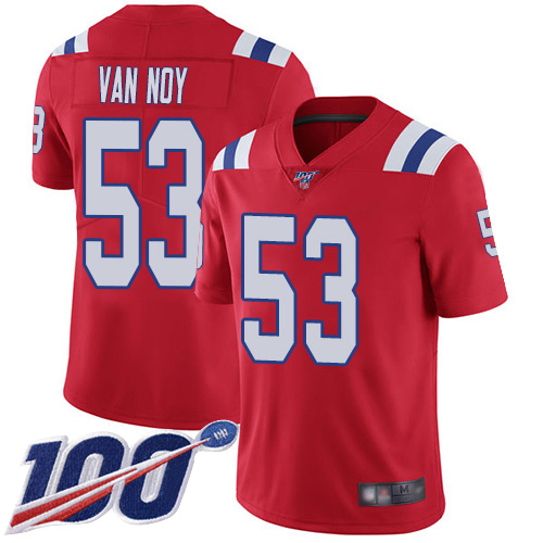 New England Patriots #53 Kyle Van Noy Red Alternate Men's Stitched 100th Season Vapor Limited Jersey Men's