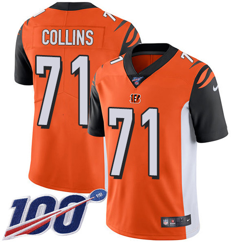 Bengals #71 La'el Collins Orange Alternate Men's Stitched 100th Season Vapor Untouchable Limited Jersey
