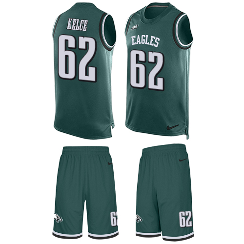 Eagles #62 Jason Kelce Midnight Green Team Color Men's Stitched Limited Tank Top Suit Jersey