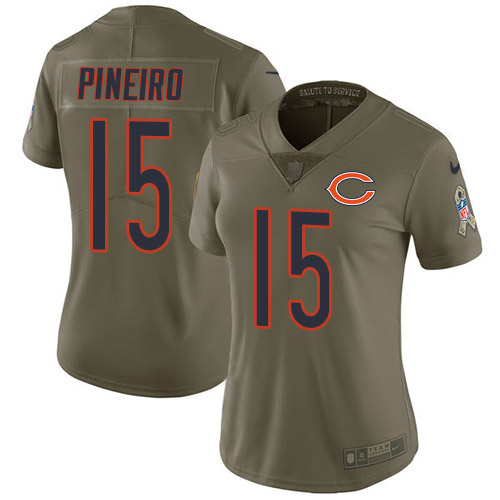 Chicago Bears #15 Eddy Pineiro Olive Women's Stitched Limited 2017 Salute to Service Jersey Womens