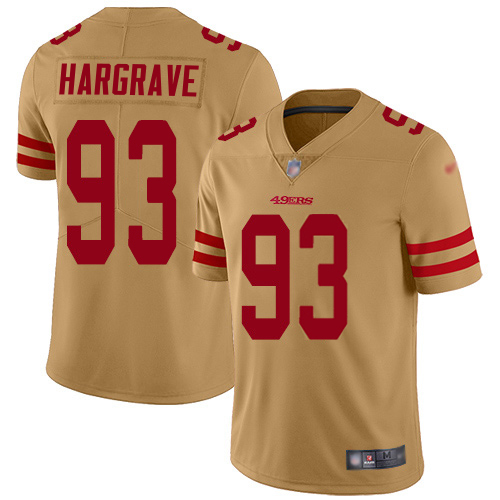 49ers #93 Javon Hargrave Black Gold Youth Stitched Limited Inverted Legend Jersey