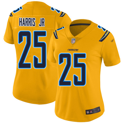 Los Angeles Chargers #25 Chris Harris Jr Gold Women's Stitched Limited Inverted Legend Jersey Womens