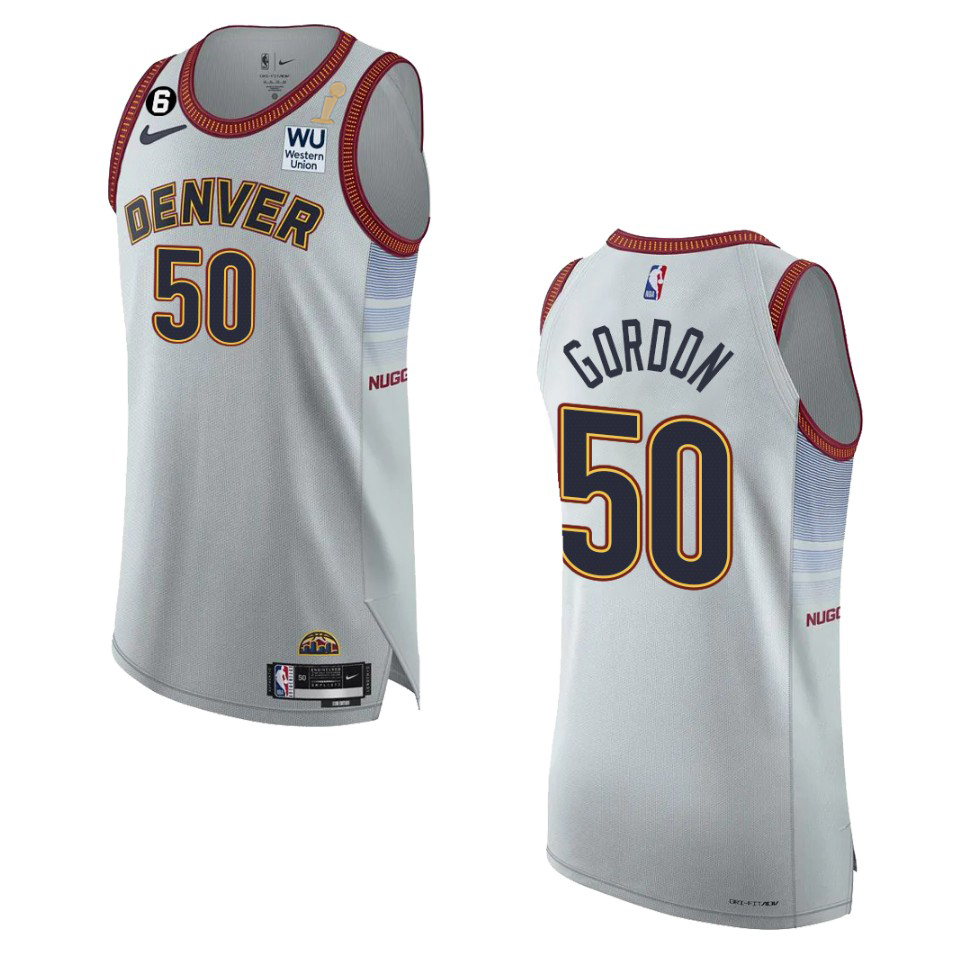 Denver Nuggets #50 Aaron Gordon Silver 2023 Finals Champions Authentic Jersey - City Edition