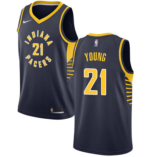 Indiana Pacers #21 Thaddeus Young Navy Blue Swingman Icon Edition Jersey Mens