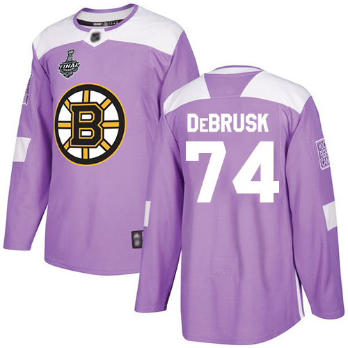 Adidas Boston Bruins #74 Jake DeBrusk Purple Authentic Fights Cancer Stanley Cup Final Bound Stitched Jersey Men's
