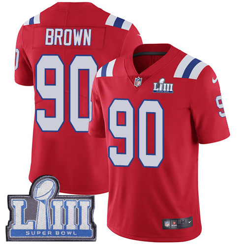 New England Patriots #90 Malcom Brown Red Alternate Super Bowl LIII Bound Youth Stitched Vapor Untouchable Limited Jersey Youth