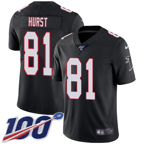Atlanta Falcons #81 Hayden Hurst Black Alternate Men's Stitched 100th Season Vapor Untouchable Limited Jersey Men's