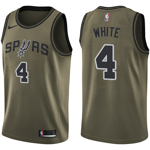 San Antonio Spurs #4 Derrick White Green Youth Swingman Salute to Service Jersey Youth