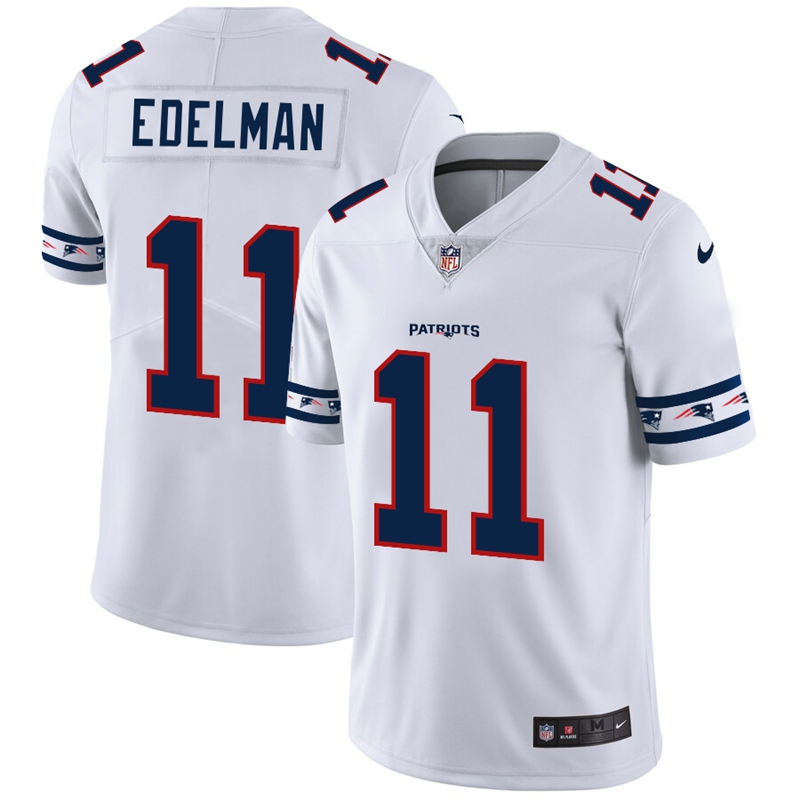 New England Patriots #11 Julian Edelman White Team Logo Vapor Limited Jersey