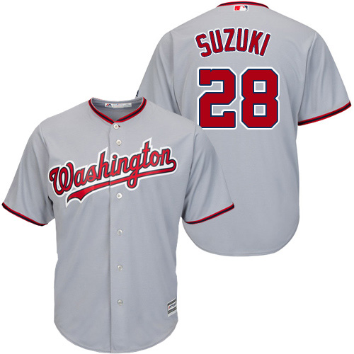 Washington Nationals #28 Kurt Suzuki Grey New Cool Base Stitched Youth Jersey Youth