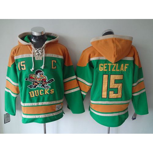 Anaheim Ducks #15 Ryan Getzlaf Green Sawyer Hooded Sweatshirt Stitched Jersey Men's