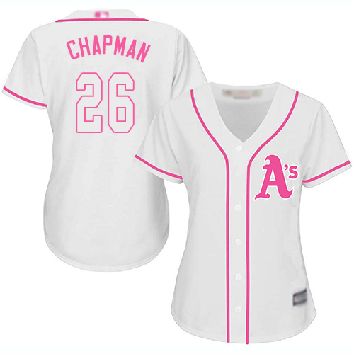 Oakland Athletics #26 Matt Chapman White/Pink Fashion Women's Stitched Jersey Womens