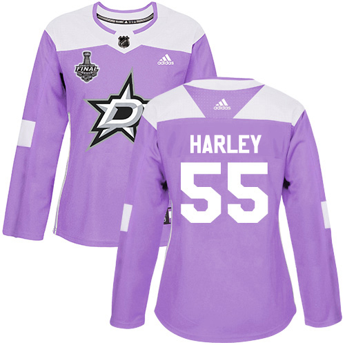 Adidas Dallas Stars #55 Thomas Harley Purple Authentic Fights Cancer Women's 2020 Stanley Cup Final Stitched Jersey Womens