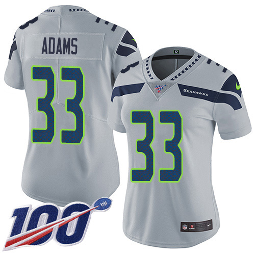 Seahawks #33 Jamal Adams Grey Alternate Women's Stitched 100th Season Vapor Untouchable Limited Jersey