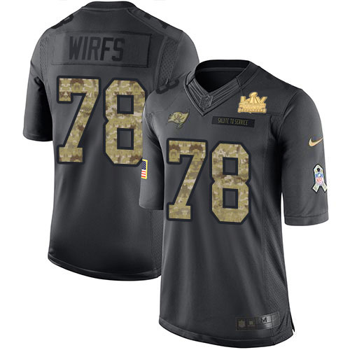 Tampa Bay Buccaneers #78 Tristan Wirfs Black Men's Super Bowl LV Champions Patch Limited 2016 Salute to Service Jersey Men's