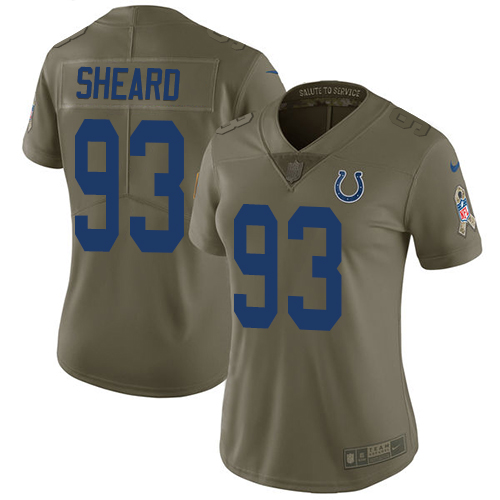 Indianapolis Colts #93 Jabaal Sheard Olive Women's Stitched Limited 2017 Salute to Service Jersey Womens