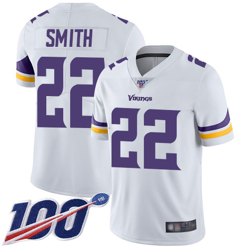Vikings #22 Harrison Smith White Men's Stitched 100th Season Vapor Limited Jersey