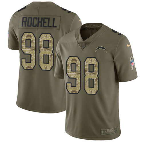 Los Angeles Chargers #98 Isaac Rochell Olive/Camo Men's Stitched Limited 2017 Salute To Service Jersey Men's