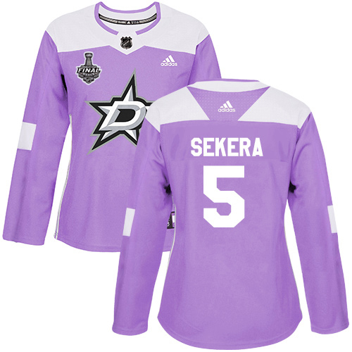 Adidas Dallas Stars #5 Andrej Sekera Purple Authentic Fights Cancer Women's 2020 Stanley Cup Final Stitched Jersey Womens