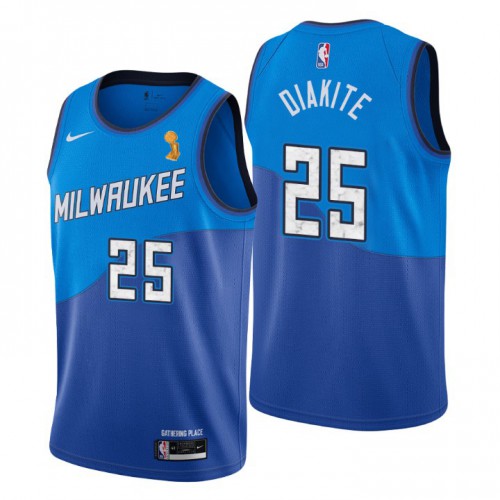 Milwaukee Bucks #25 Mamadi Diakite Womens 2021 Finals Champions City Edition Jersey Blue Womens