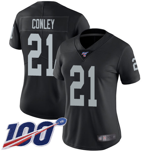Las Vegas Raiders #21 Gareon Conley Black Team Color Women's Stitched 100th Season Vapor Limited Jersey Womens