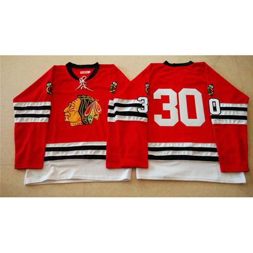 Mitchell And Ness 1960-61 Chicago Blackhawks #30 ED Belfour Red Stitched Jersey Men's