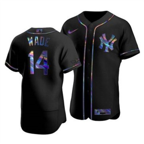 New York New York Yankees #14 Tyler Wade Men's Iridescent Holographic Collection Jersey - Black Men's
